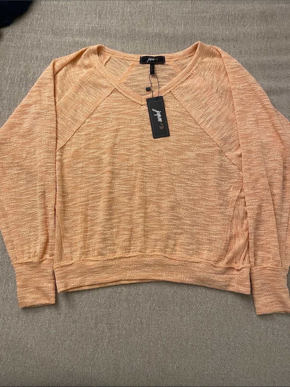 Jupee Peach Melange Scoop Neck Raglan Sweater